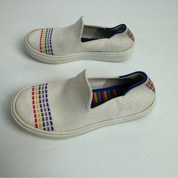 Rothy's The Kid White Rainbow Knit Slip On Sneaker Unisex Toddler Size 11 Shoes - Picture 6 of 10
